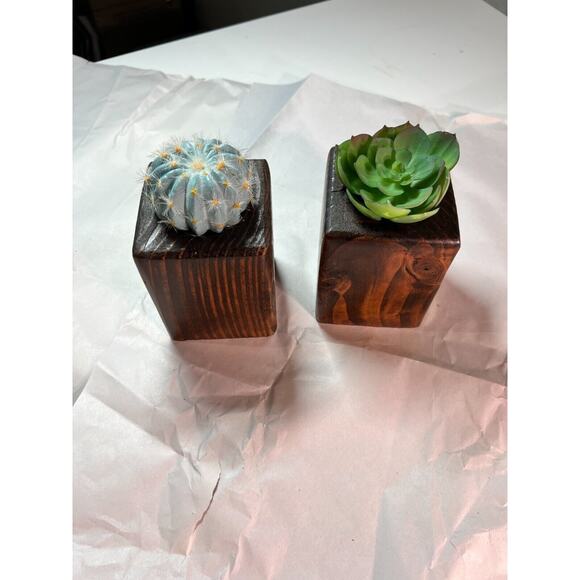 Pair of Handmade Wood Planters - Picture 2 of 5